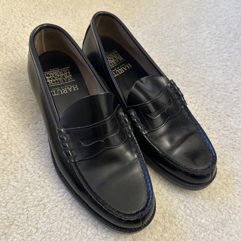 Haruta x Marithé François Girbaud Penny Black Leather Loafers 26 EEE Japan Made